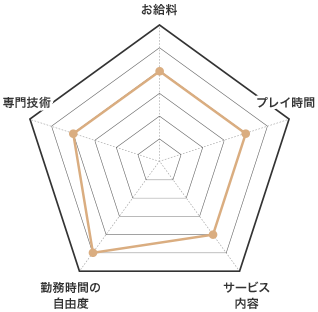 ホテヘルの特徴 お給料 レーダーチャート