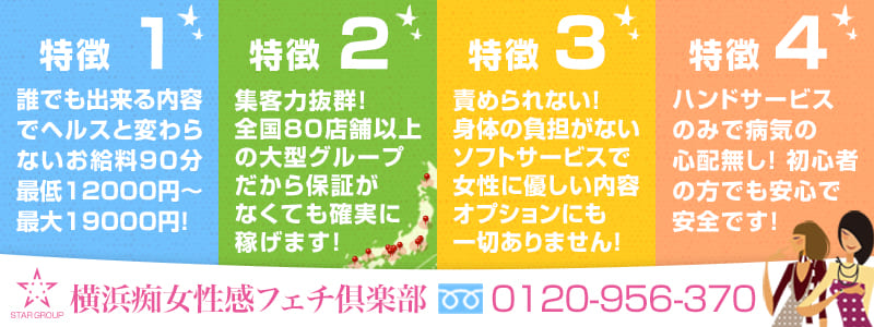 横浜痴女性感フェチ倶楽部の即日体験入店OK求人
