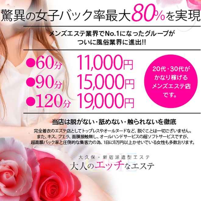 【驚異の女子バック率最大80％を実現】60分1万1千円をお約束！