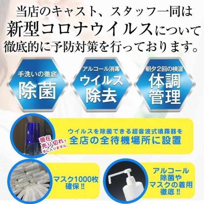 コロナ対策徹底してます。