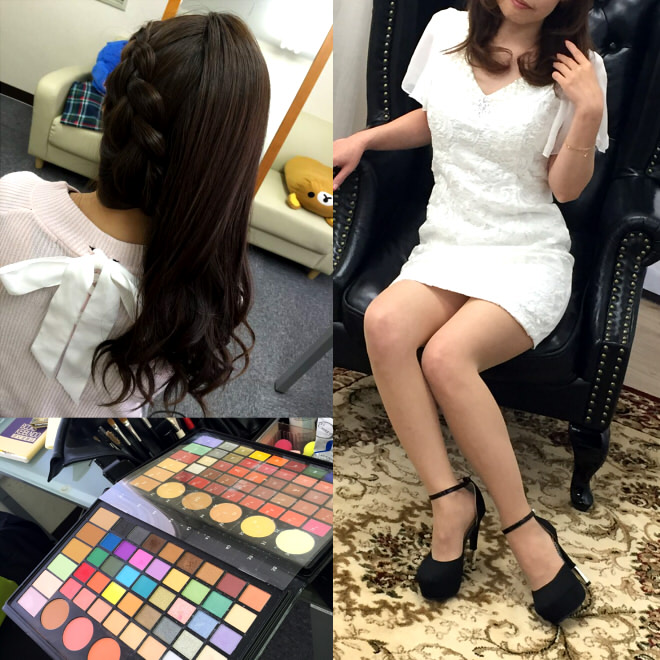 無料でヘアメイクを受けた後は、高級感あるセットの中で撮影です♫