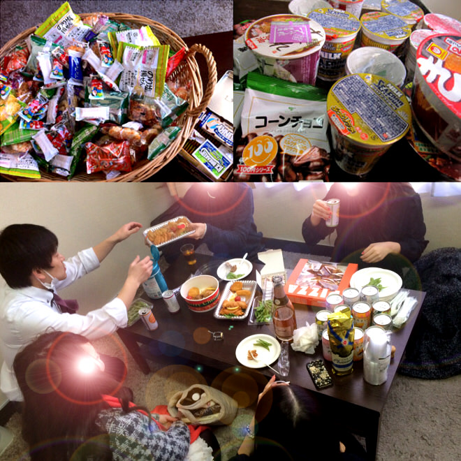 待機室にはお菓子もご用意♡集団待機室でミニパーティーもOK！